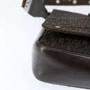 Christian Dior Trotter Canvas Shoulder Bag Brown Silver Auth bs30163-10