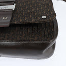 Christian Dior Trotter Canvas Shoulder Bag Brown Silver Auth bs30163-14