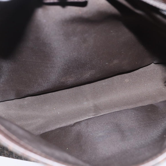 Christian Dior Trotter Canvas Shoulder Bag Brown Silver Auth bs30163