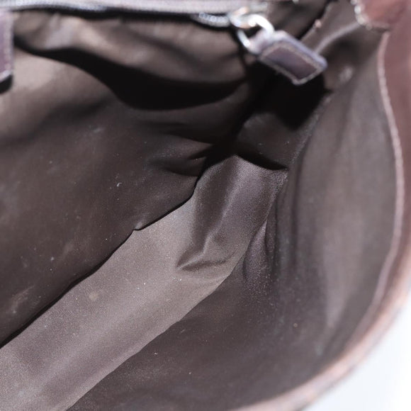 Christian Dior Trotter Canvas Shoulder Bag Brown Silver Auth bs30163