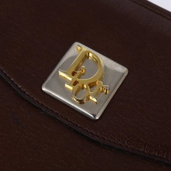 Christian Dior Shoulder Bag Leather Brown Gold Auth bs30166