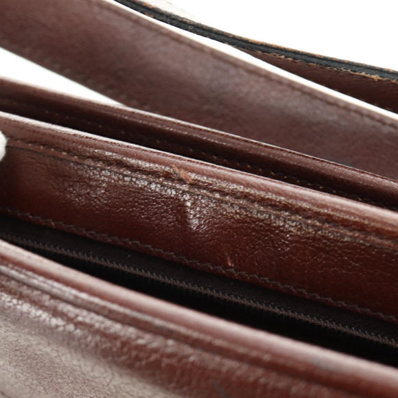 Christian Dior Shoulder Bag Leather Brown Gold Auth bs30166