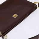 Christian Dior Shoulder Bag Leather Brown Gold Auth bs30166-6