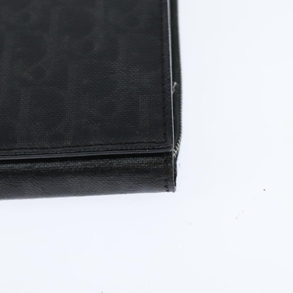 Christian Dior Trotter Canvas Wallet Shoulder Bag PVC Black Silver Auth bs30176