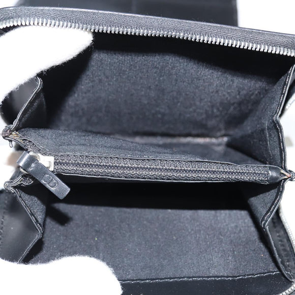 Christian Dior Trotter Canvas Wallet Shoulder Bag PVC Black Silver Auth bs30176