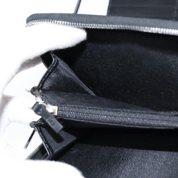 Christian Dior Trotter Canvas Wallet Shoulder Bag PVC Black Silver Auth bs30176