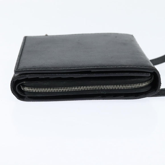 Christian Dior Trotter Canvas Wallet Shoulder Bag PVC Black Silver Auth bs30176