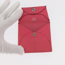 HERMES Bastia Coin Purse Leather Pink Silver Auth bs30177-12