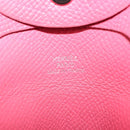 HERMES Bastia Coin Purse Leather Pink Silver Auth bs30177-13