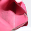 HERMES Bastia Coin Purse Leather Pink Silver Auth bs30177-14