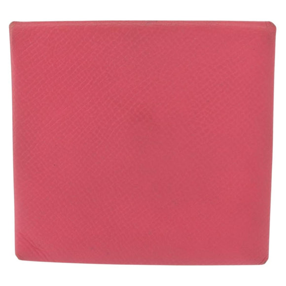 HERMES Bastia Coin Purse Leather Pink Silver Auth bs30177