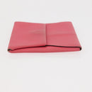 HERMES Bastia Coin Purse Leather Pink Silver Auth bs30177-5