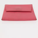 HERMES Bastia Coin Purse Leather Pink Silver Auth bs30177-7