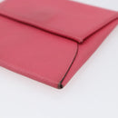 HERMES Bastia Coin Purse Leather Pink Silver Auth bs30177-8