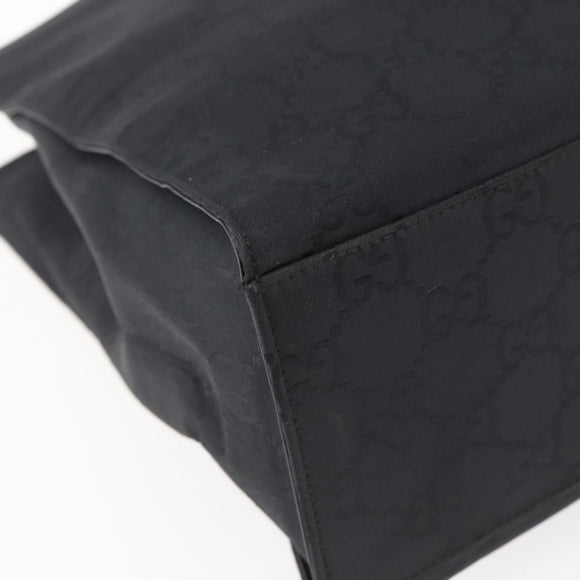 GUCCI GG Canvas Bamboo Hand Bag Nylon Black Silver 002 1015 Auth bs30178