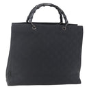 GUCCI GG Canvas Bamboo Hand Bag Nylon Black Silver 002 1015 Auth bs30178-1
