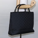 GUCCI GG Canvas Bamboo Hand Bag Nylon Black Silver 002 1015 Auth bs30178-23