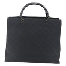 GUCCI GG Canvas Bamboo Hand Bag Nylon Black Silver 002 1015 Auth bs30178-13
