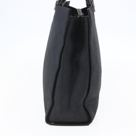 GUCCI GG Canvas Bamboo Hand Bag Nylon Black Silver 002 1015 Auth bs30178