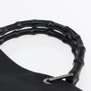 GUCCI GG Canvas Bamboo Hand Bag Nylon Black Silver 002 1015 Auth bs30178-8