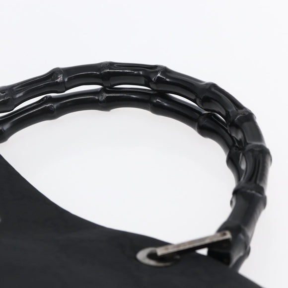 GUCCI GG Canvas Bamboo Hand Bag Nylon Black Silver 002 1015 Auth bs30178