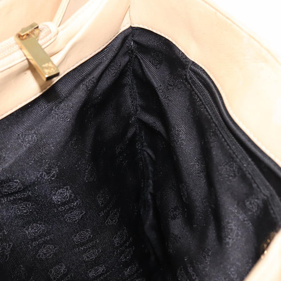 LOEWE Tote Bag Nappa leather Beige Gold Auth bs30179