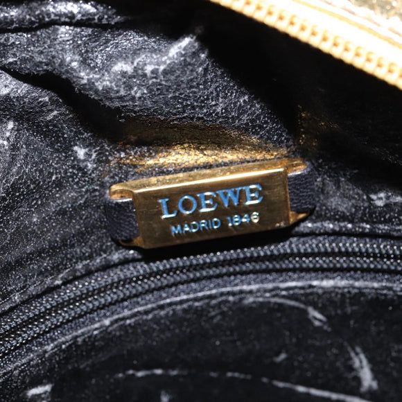 LOEWE Anagram Shoulder Bag Leather Gold Auth bs30180