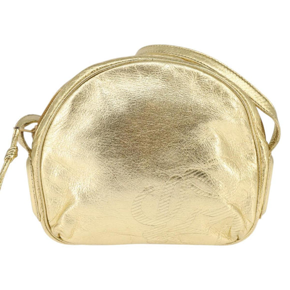 LOEWE Anagram Shoulder Bag Leather Gold Auth bs30180