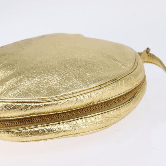 LOEWE Anagram Shoulder Bag Leather Gold Auth bs30180
