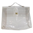 HERMES Vinyl Kelly Hand Bag Vinyl Clear Auth bs30181-1