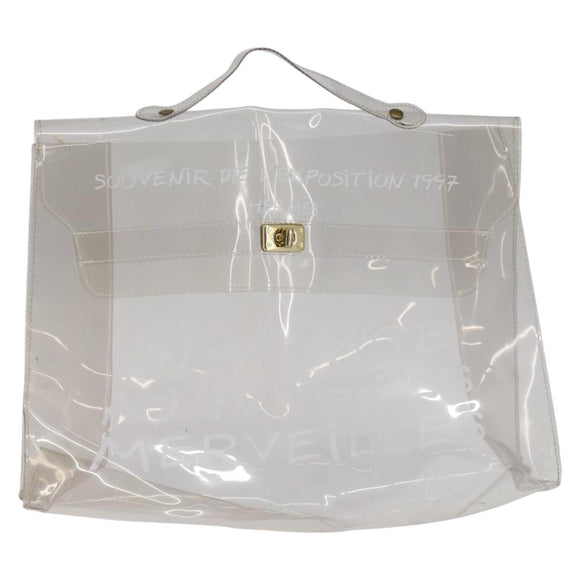 HERMES Vinyl Kelly Hand Bag Vinyl Clear Auth bs30181