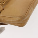 CHANEL Waist Pouch Lamb Skin Beige Gold CC Auth bs30183-15