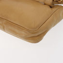 CHANEL Waist Pouch Lamb Skin Beige Gold CC Auth bs30183-16