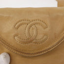 CHANEL Waist Pouch Lamb Skin Beige Gold CC Auth bs30183-17