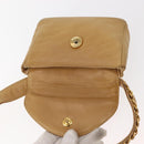 CHANEL Waist Pouch Lamb Skin Beige Gold CC Auth bs30183-10