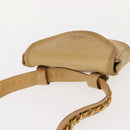 CHANEL Waist Pouch Lamb Skin Beige Gold CC Auth bs30183-6