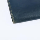 HERMES Bean Wallet Leather Blue Silver Auth bs30184-15