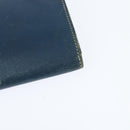 HERMES Bean Wallet Leather Blue Silver Auth bs30184-16