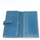 HERMES Bean Wallet Leather Blue Silver Auth bs30184-9