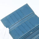 HERMES Bean Wallet Leather Blue Silver Auth bs30184-18