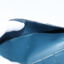 HERMES Bean Wallet Leather Blue Silver Auth bs30184-19