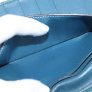 HERMES Bean Wallet Leather Blue Silver Auth bs30184-20