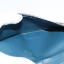 HERMES Bean Wallet Leather Blue Silver Auth bs30184-10