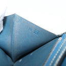 HERMES Bean Wallet Leather Blue Silver Auth bs30184-12