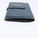 HERMES Bean Wallet Leather Blue Silver Auth bs30184-3