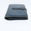 HERMES Bean Wallet Leather Blue Silver Auth bs30184-4
