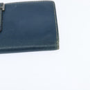 HERMES Bean Wallet Leather Blue Silver Auth bs30184-14