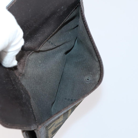 FENDI Zucca Canvas Wallet Leather 7Set Black Brown Auth bs30186