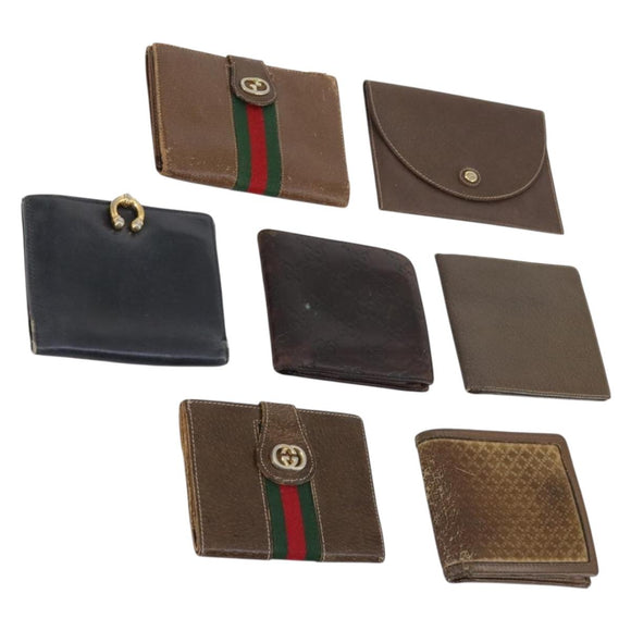 GUCCI Wallet Leather 7Set Black Brown Auth bs30188