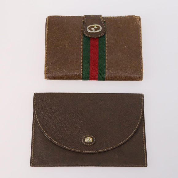 GUCCI Wallet Leather 7Set Black Brown Auth bs30188